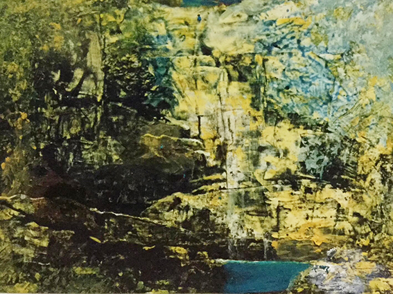 杨兴雅作品13  《流瀑琴声》 25X32cm（2000）日本藏家收藏